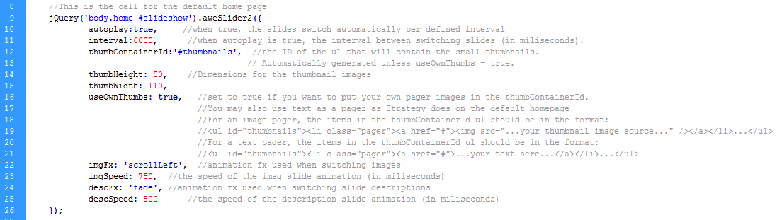 Aweslider Initialization Call