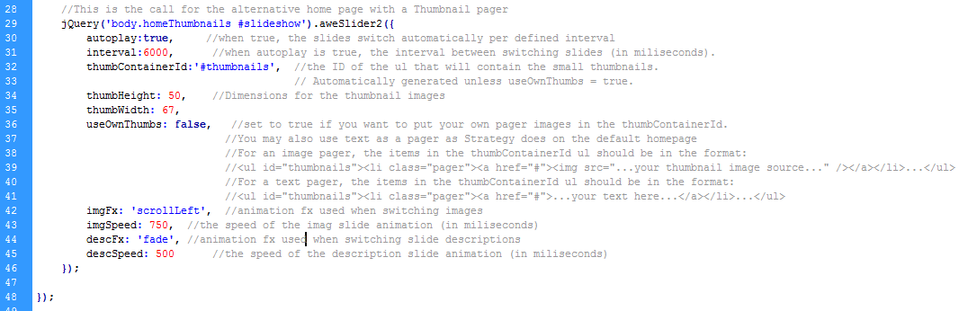 Aweslider Initialization Call